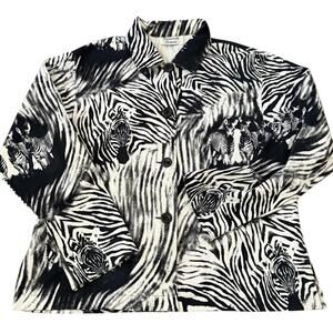 Giancarlo Ferrari Zebra Print Button Jacket Black White Statement Piece